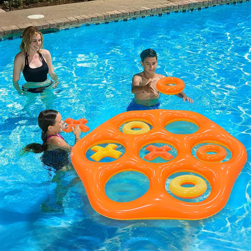 ของเล่นน้ำเป่าลมรูปหกเหลี่ยมใหม่ ฤดูร้อน 2026 เกมโยนห่วง PVC แบบอินเทอร์แอคทีฟ สำหรับเด็กและผู้ใหญ่ สนุกสนานกับการเล่นน้ำในฤดูร้อน