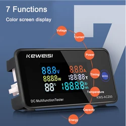 KWS AC300 Voltmeter Ammeter KWS Power Energy Meter AC 50-300V LED AC Wattmeter Electricity Meter with Reset Function 0-100A