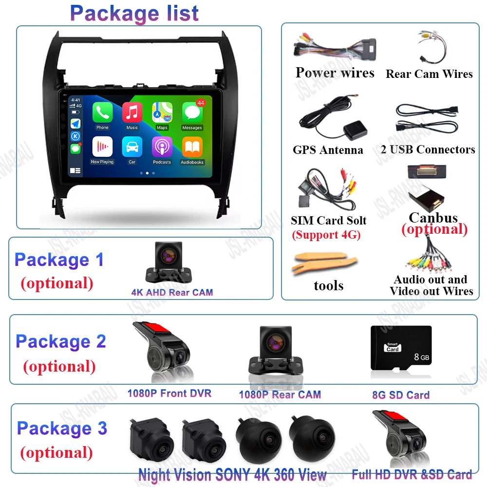 أندرويد 15 Carplay راديو السيارة التلقائي لتويوتا كامري 7 XV 50 55 2012 - 2017 الملاحة لتحديد المواقع مشغل وسائط متعددة فيديو ستيريو WIFI + 4G