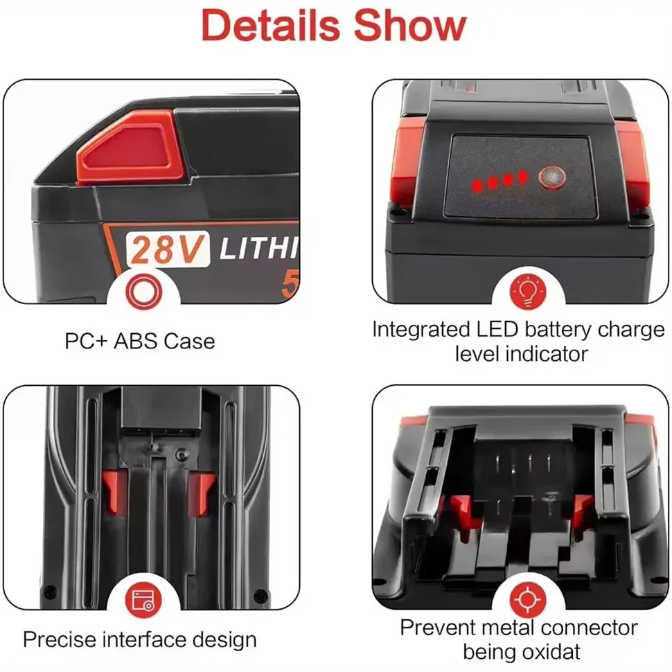 Pro Milwaukee 28V 12.0Ah M28 baterie Li-Ion Náhradní baterie pro Milwaukee 28V M28 48-11-2830 0730-20 Baterie do nářadí - náhled 5