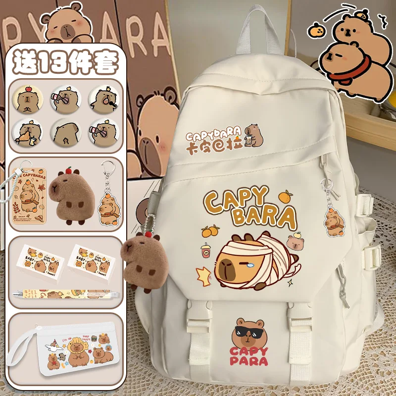 2024 new cute Kapibara Schoolbag junior high school students high-looking high-volume school backpack