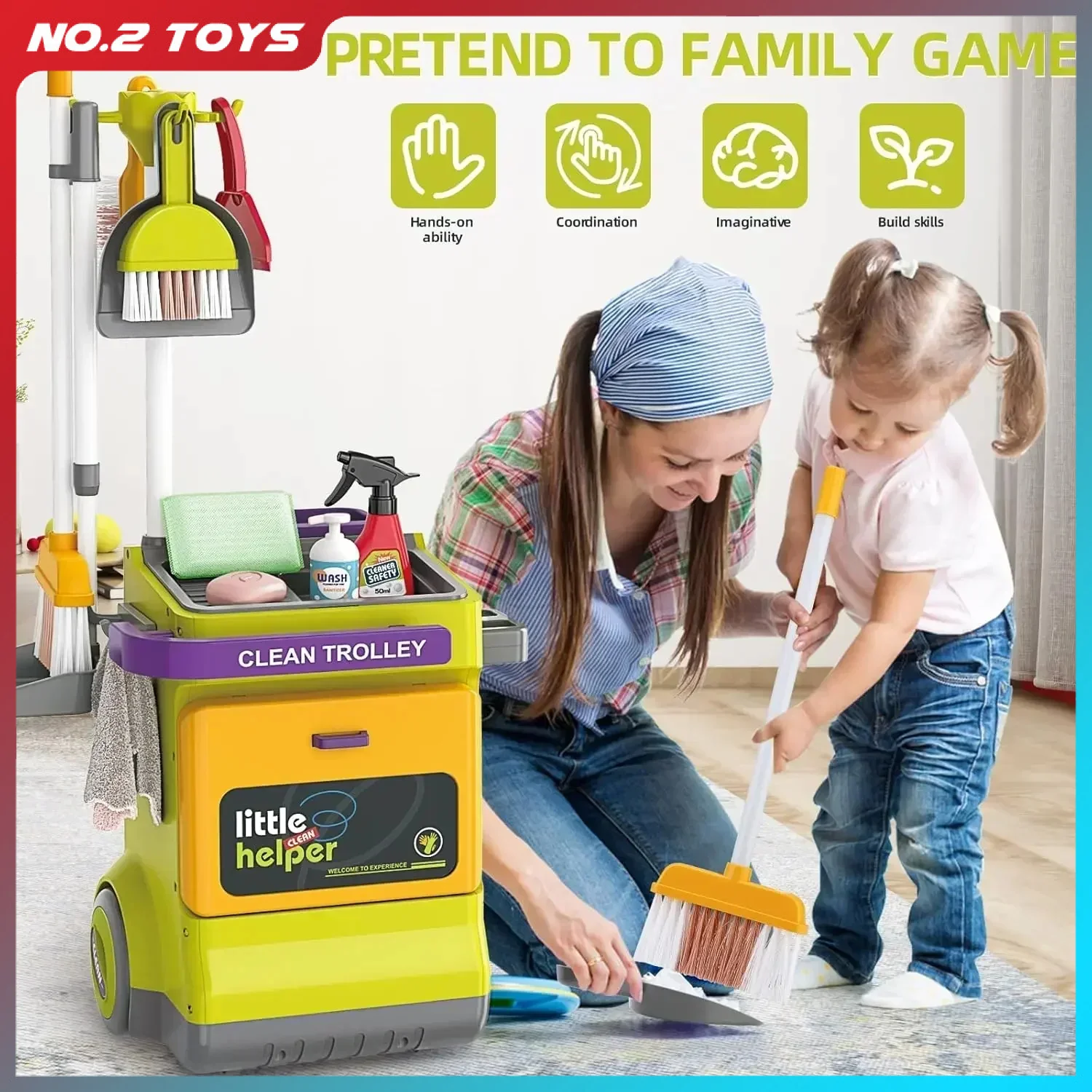 Simulação carrinhos de limpeza aspirador de pó montessori brinquedos para crianças fingir jogar limpeza em casa limpeza role play jogos