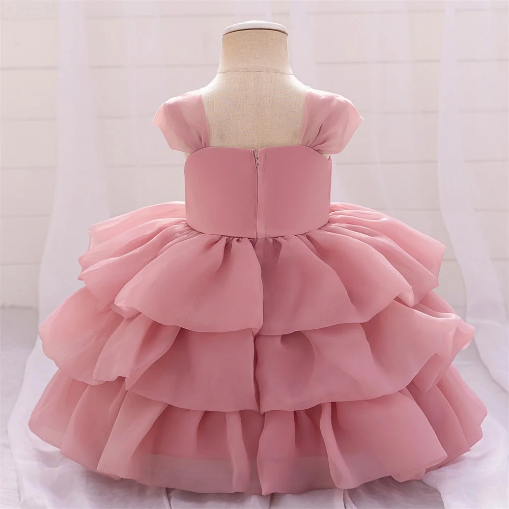 Flower Girls Wedding Rose Princess Party Dresses Baby Girl 1st Birthday Tutu Dress Toddler Summer Holiday Carnival Clothes Wear