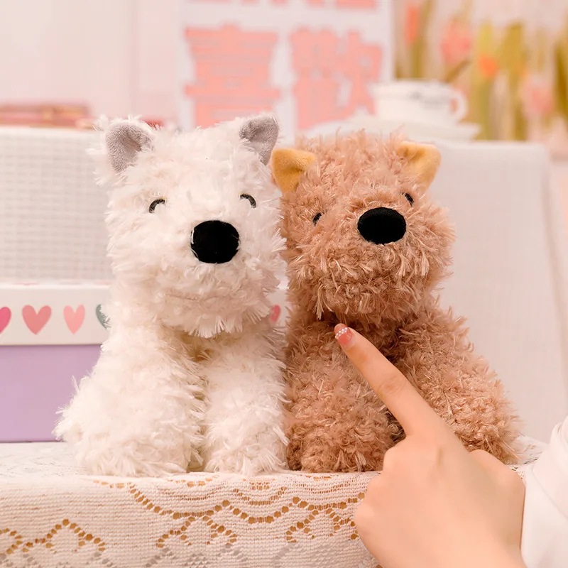 Adorable Simulation Puppy Doll Fluffy Hair West Highland Dog White Terrier Plushie Soft Plush Toy Stuffed Animals Birthday Gift