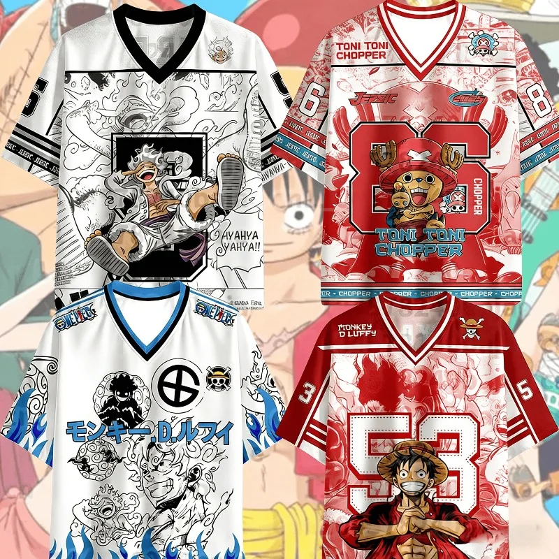 Camisetas de Fútbol de Edición Especial de Anime One Piece Luffy 2026 para Adultos/Niños, Camisetas Casuales de Verano Estilo Harajuku, Camisetas de Luffy para Fans