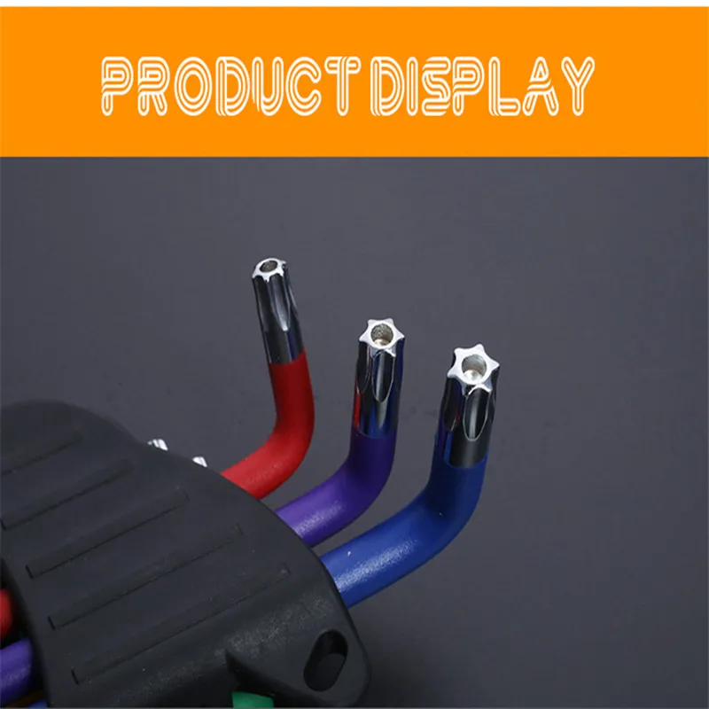 Juego de herramientas de mano para bicicleta, juego de llaves allen hexagonales de 9 piezas, 1,5mm-10mm, con código de color, con manga larga, accesorios para bicicleta