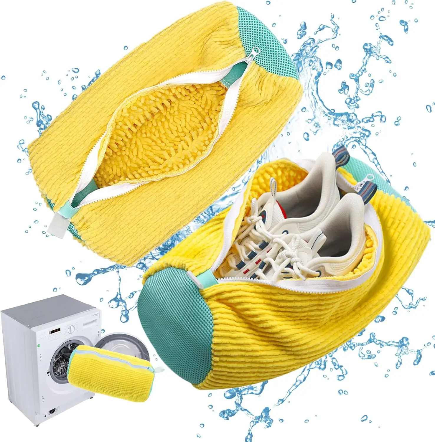 

1/2Pcs Shoe Washing Bag Cotton Laundry Bag Zippers Closure Shoe Cleaning Bag Friendly Laundry Bag Drying Bags