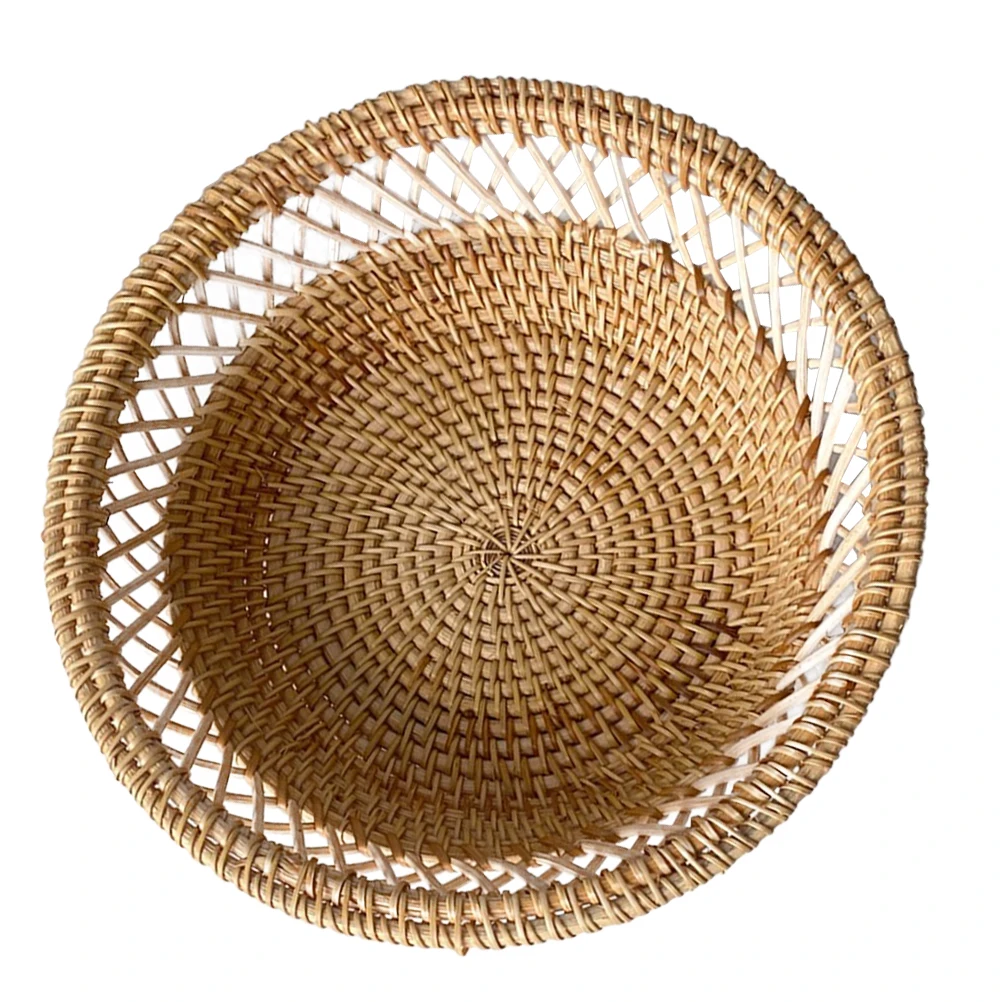 

Small Round Woven Fruit Basket for Snacks Candy Storage Bread Baskets Dining Table Autumn Vines Handcrafted dessert tray