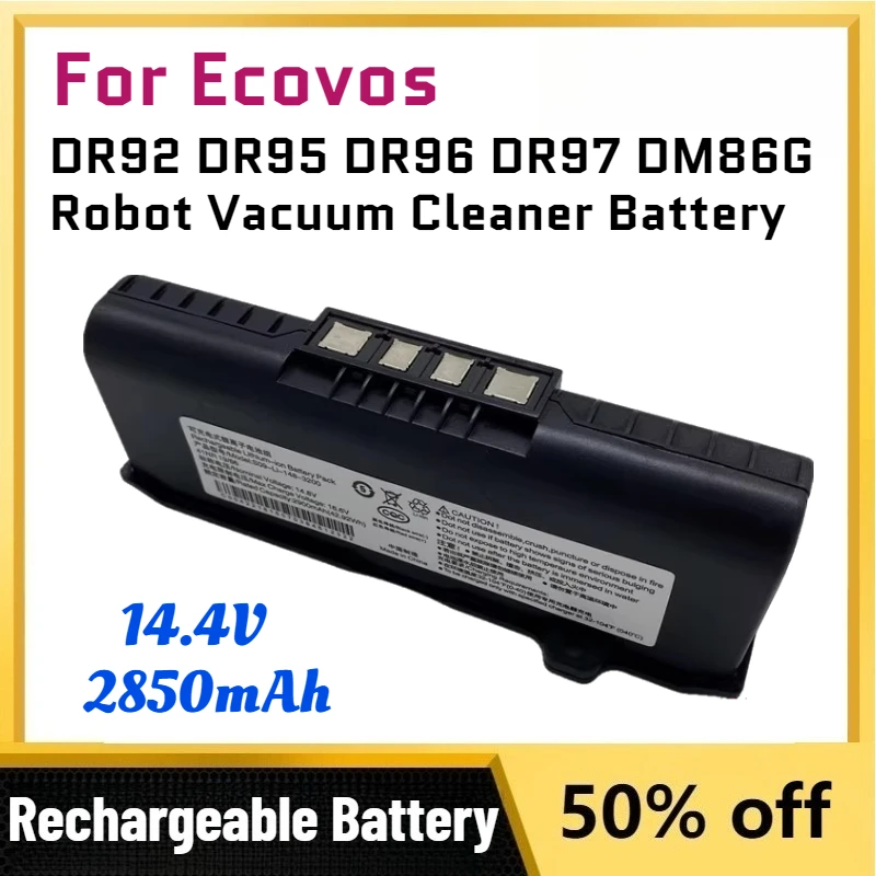 0 Cycles High-Quality 14.4V 2850mAh Battery For Ecovos DR92 DR95 DR96 DR97 DM86G Robot Vacuum Cleaner Battery Accessories
