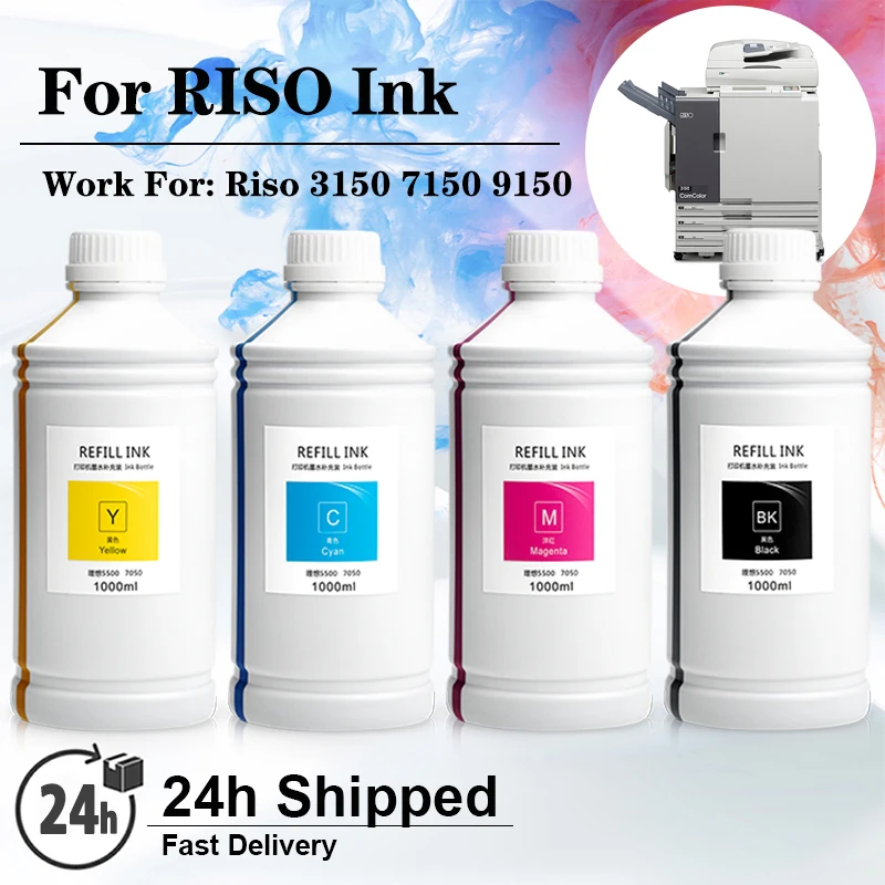 1000ml*4 Refill Bulk Pigment Ink For Riso Comcolor 3150 7150 9150 3050 7050 9050 1230 2230 5230 5231 5000 HC5000 5500 Printer