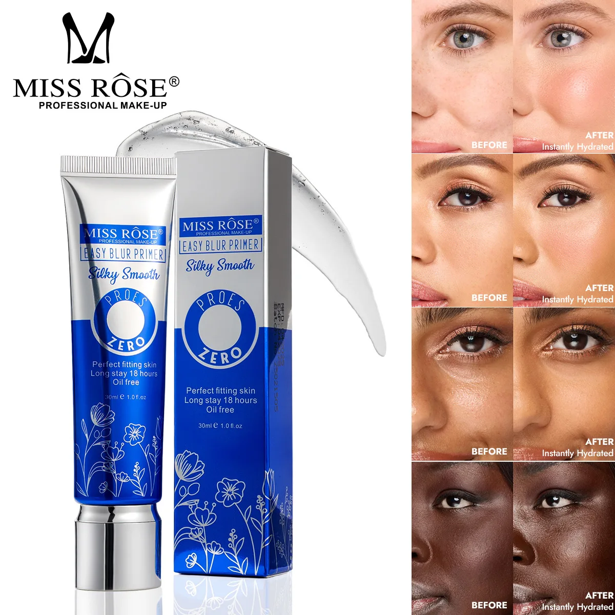 Prebase de Maquillaje MISS ROSE, Iluminadora, Correctora del Tono de Piel, Crema Aislante Blanqueadora, Ligera, Suave, Base de Maquillaje Nude