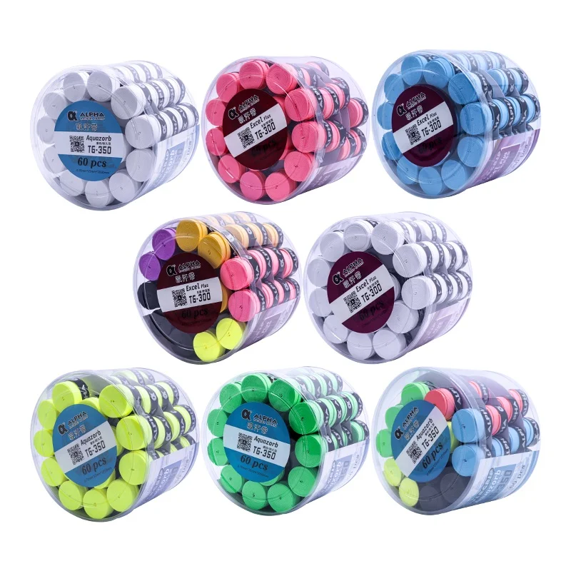 

ALPHA Tennis Overgrip 60Pcs 0.70×25×1050mm Glossy Breathable Anti Slip Protector Handle Tennis Badminton Racquet Over Grip