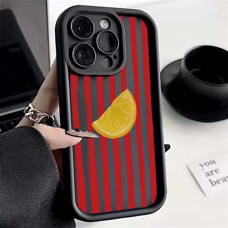 Funda para Teléfono con Patrón de Rayas de Limón para iPhone 18 Pro Max 17 16 15 14 13 12 11 XS X XR 7 8 Plus SE2022 Air 16E, Resistente a Golpes