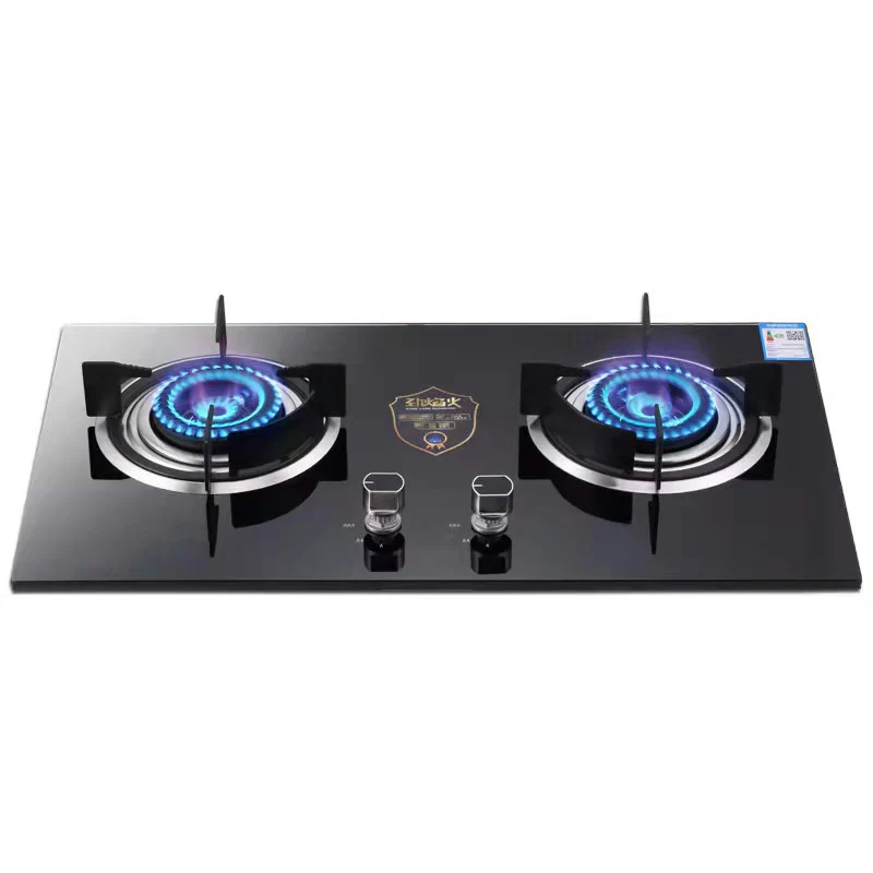 2022 Trending Top  2 Burner Cooker Gas Stove LPG NG Built in Tempered Glass Black Gas Range Cooktops