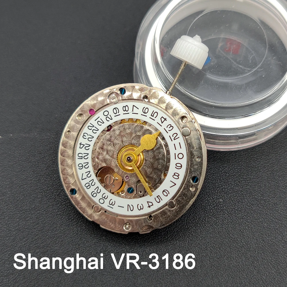 High Quality GMT Shanghai 3186 4-hand Blue Balance men's watch Automatic Movement Mechanical VR 3186 Movement Watch Parts