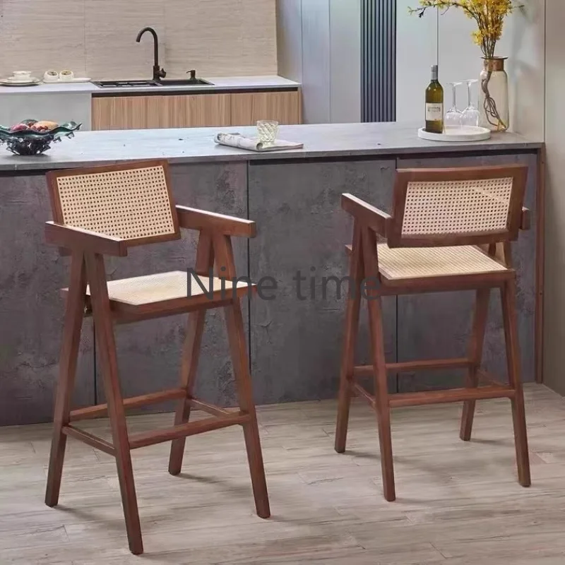 

Commercial Modern Wood Bar Chairs Counter Luxury Nordic Rustic Restaurant Bar Chairs Outdoor Kitchen Taburete Alto Furniture