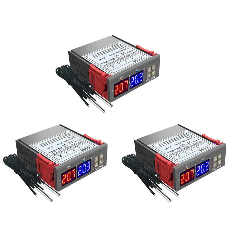 

ABGI-3X цифровой термостат регулятор температуры STC-3008 термометр датчик гигрометр 12 В 24 В 220 В