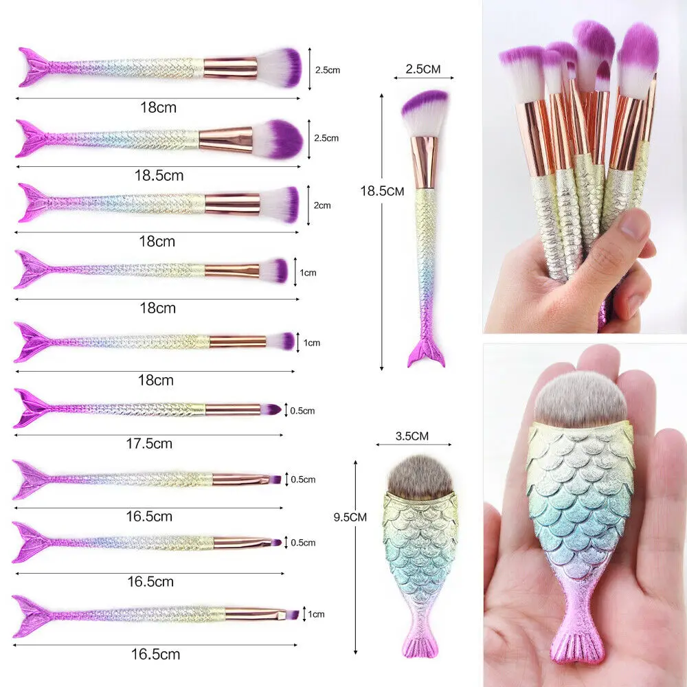 อายไลเนอร์แบบผงสำหรับแปรงเครื่องสำอางให้ริมฝีปาก11ชิ้น kuas Rias มือโปร