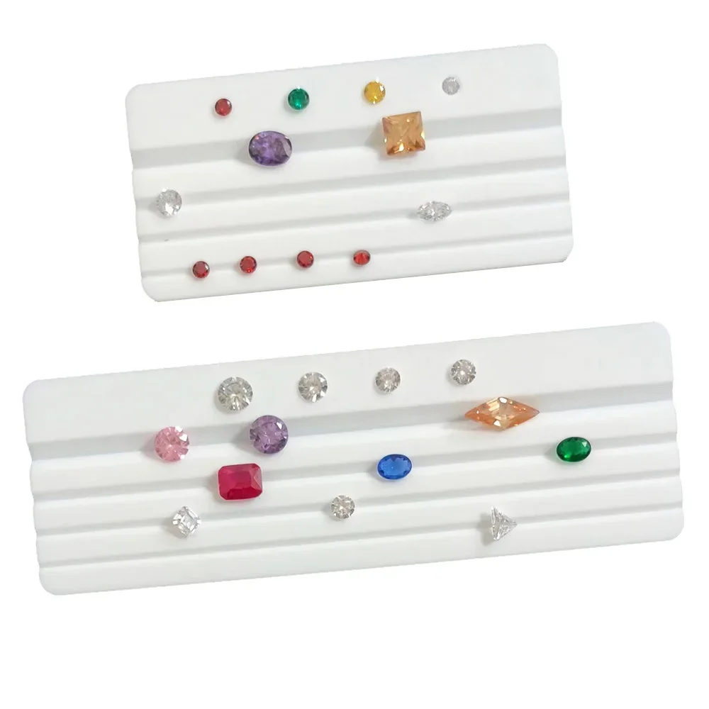 

White Loose Diamond Sorting Color Grade Tray Grooved Gemstone Size Guide Plate Professional Gemological Jeweler Display Plase