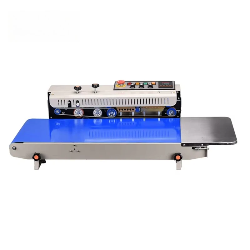 FR1000 Widen Horizontal Continuous Band Sealer Machine Printing Date Plastic Bag Aluminum Foil Heating Sealing Machine