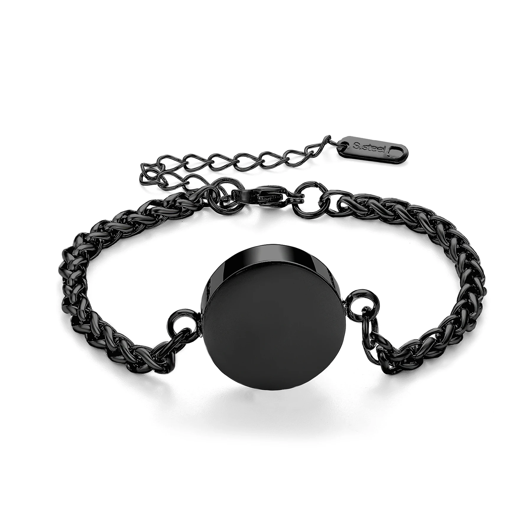 Maßgefertigtes Rundes Charm-Armband für Asche, Edelstahl-Erinnerungsstück für die Einäscherung, Gedenkarmreif für die Aufbewahrung von menschlicher oder tierischer Asche – Detail 2