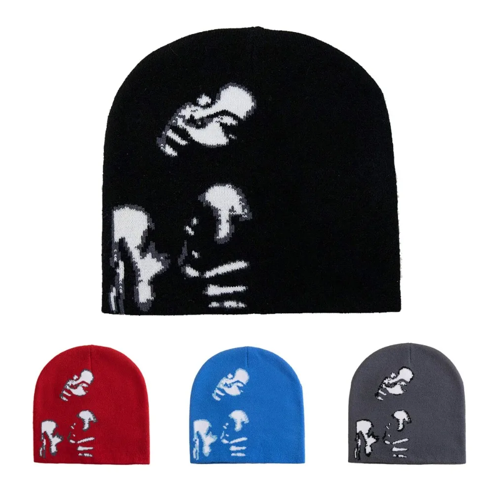 Fashion Printed Knitted Hat Women Men Couple Warm Y2K Beanies Bonnet Wool Skullies Hoods Lady Accessories Hip hop Gorra