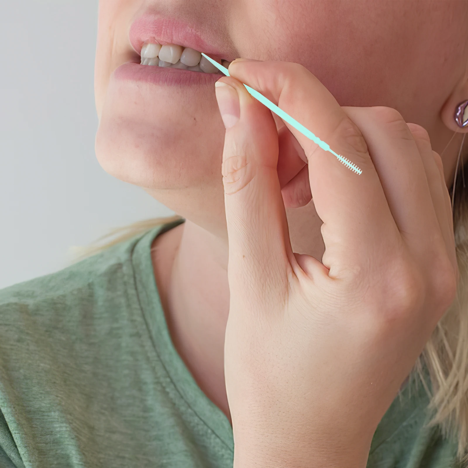 

200pcs Interdental Brush Toothpick Cleaner Double Head Soft Plaque Removal For Gums Whitening Oral Care Tool Sky-Blue