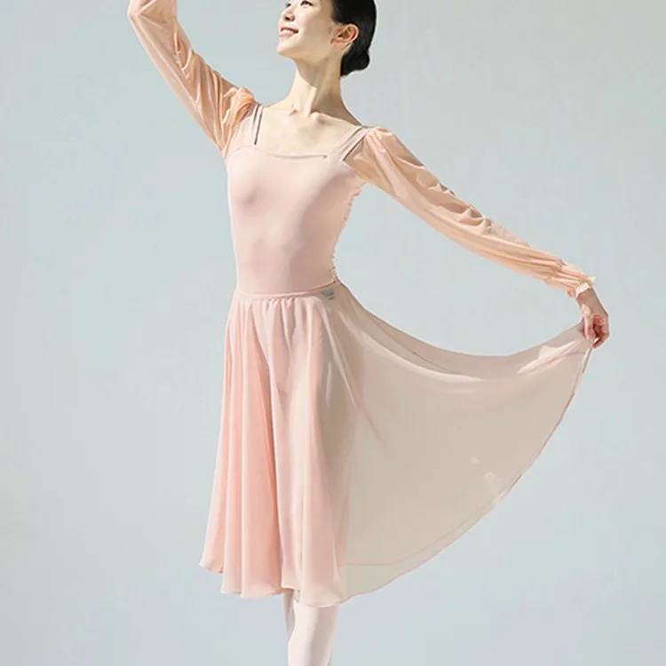 ストレッチメッシュバレエ練習ダンス服体操ガーゼスカート女性大人基本トレーニングボディバレエスカート
