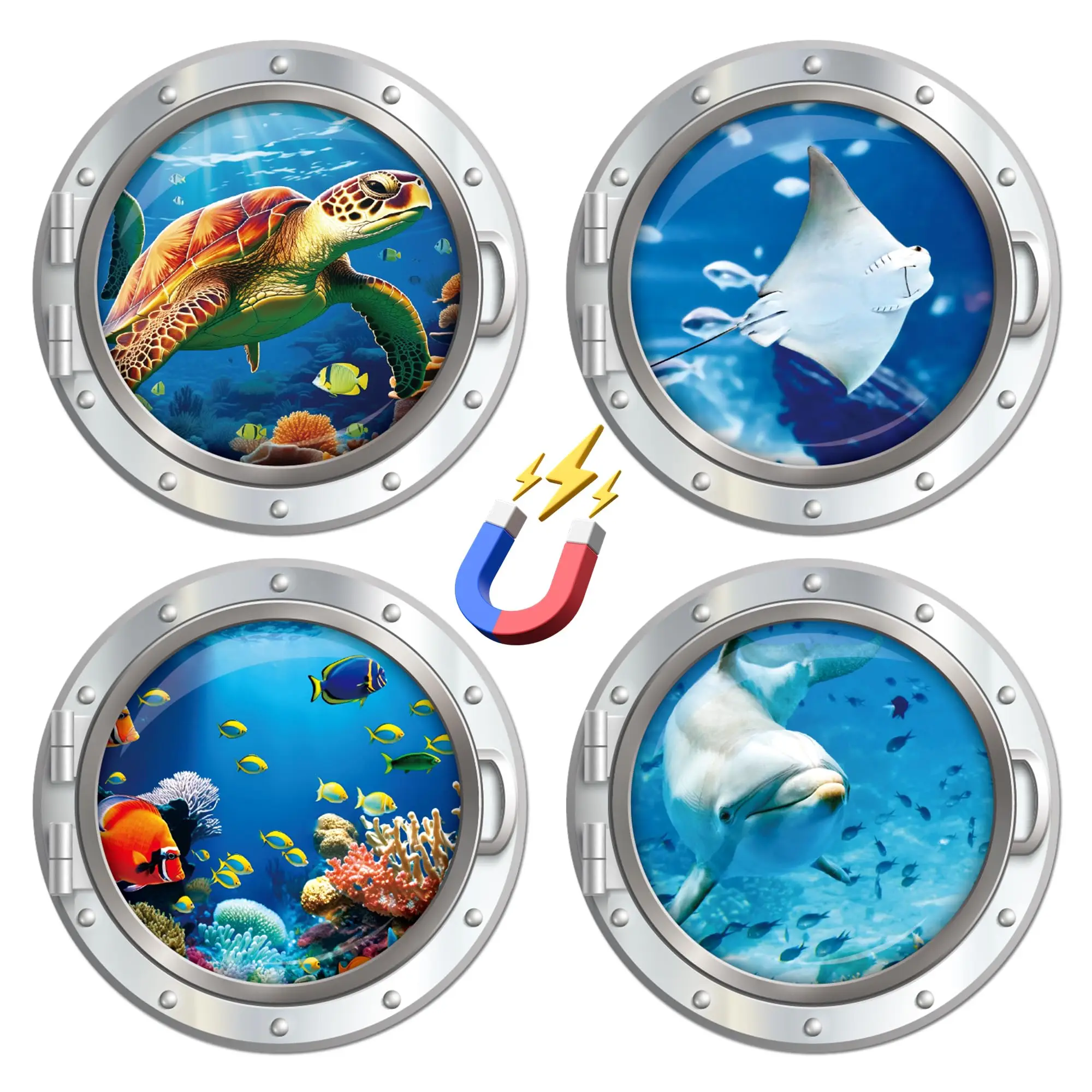 

Large Cruise Door Decorations Magnetic - Cosmisun 4PCS Porthole Cruise Door Magnets Summer Scenery Palm Tree Beach Cruise Magnet