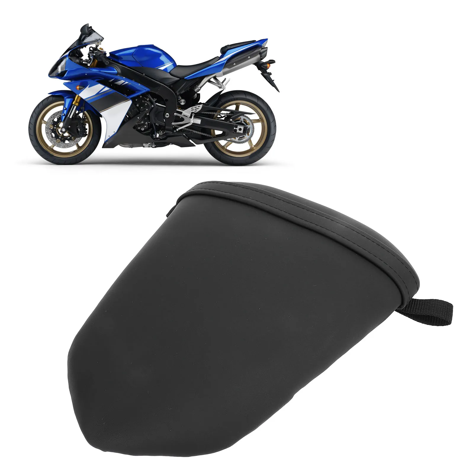 

Motorcycles Rear Passenger Seat PU Leather Pillion Cushion Seat Saddle Pad for YZF R1 2007 to 2008