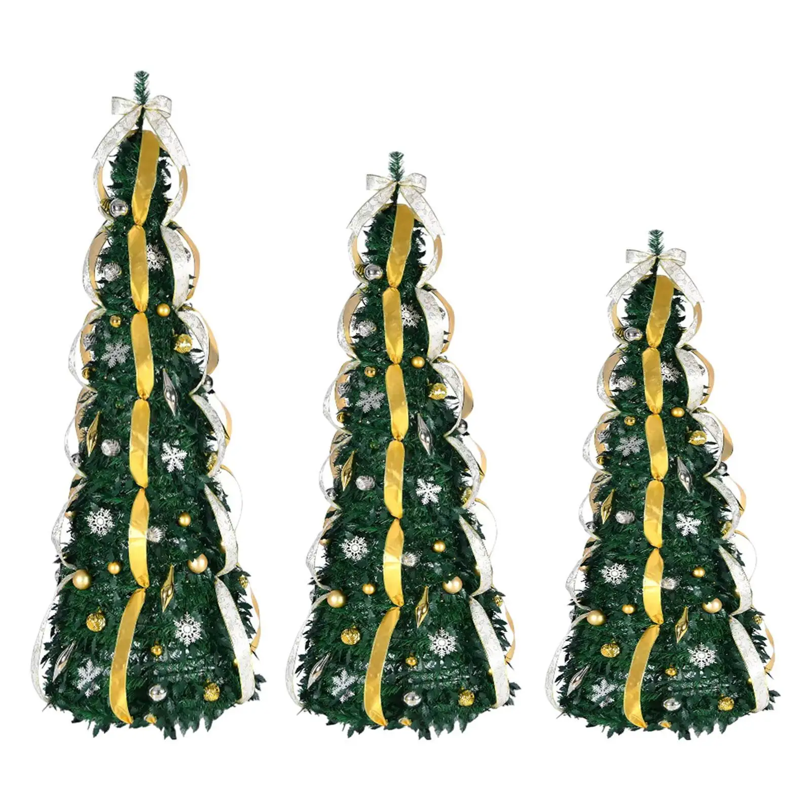 Folding Christmas Tree with Warm White Lights USB for Office with Ornaments