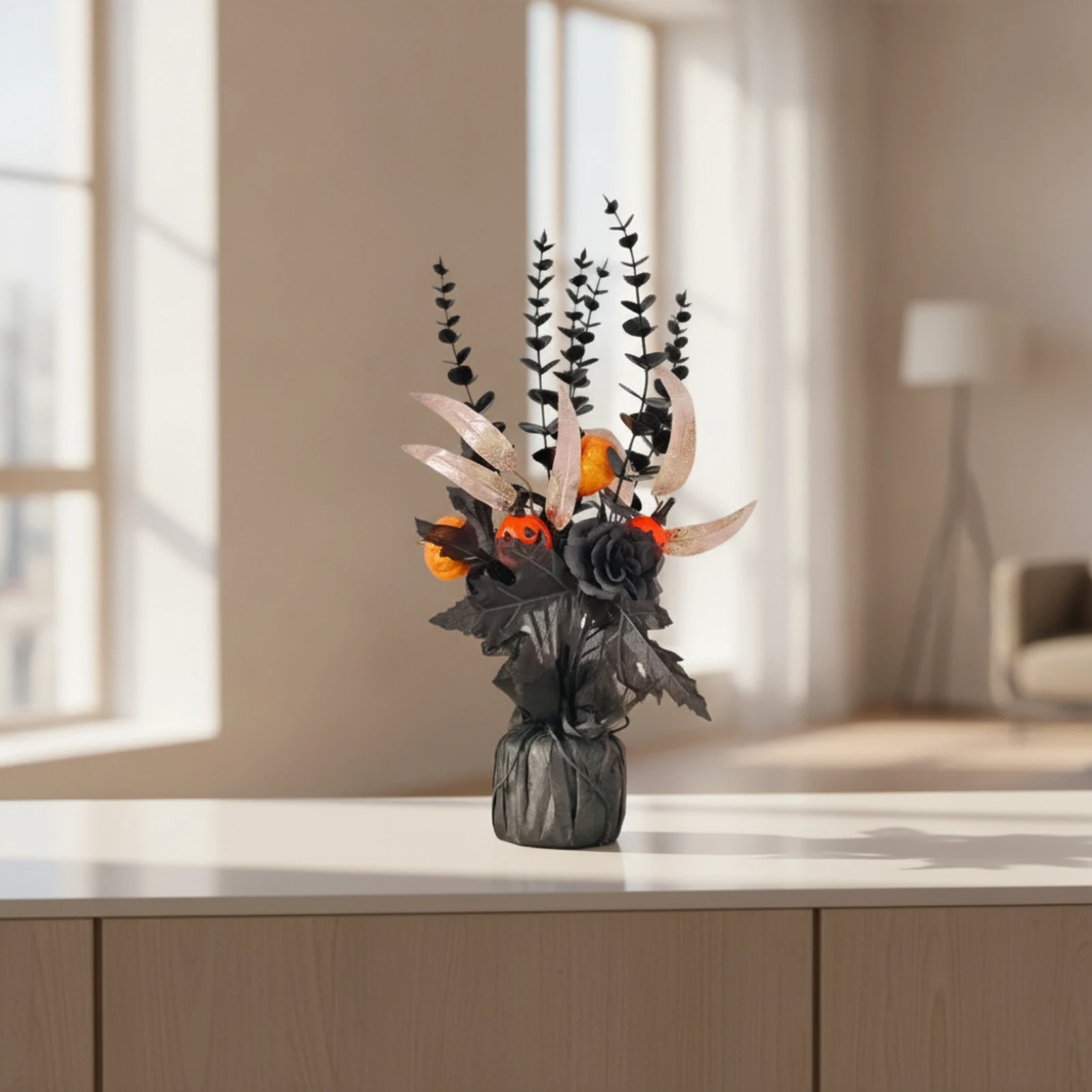 Halloween Artificial Flower Arrangement Spooky Halloween Artificial Tabletop Floral Arrangement Compact No Maintenance