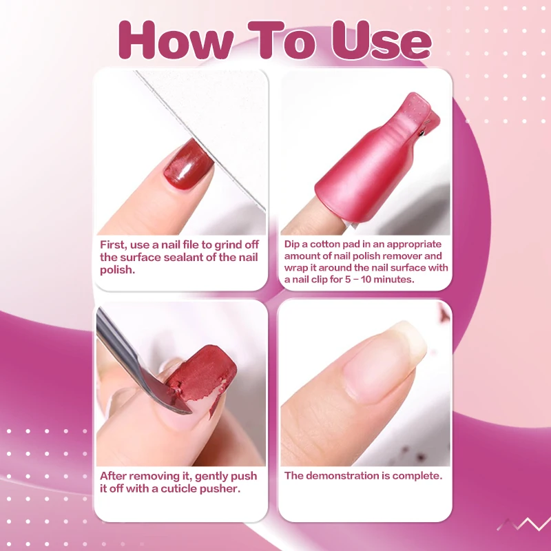 BRIDGESOUND 3 قطع مزيل طلاء الأظافر Hypoallergenic 2 في 1 60 مل - إزالة سريعة من الجل والبولي، خالي من الفورمالديهايد، 5 دقائق، مضاد للالتصاق #6