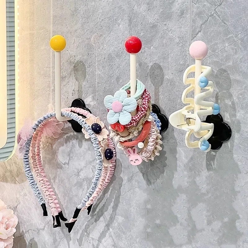 

Fashion L-Shape Hairband Storage Hook Punch Free Dopamine Cloth Hanger Wall Mounted Kitchen Bathroom Storage Rack Shower Hooks