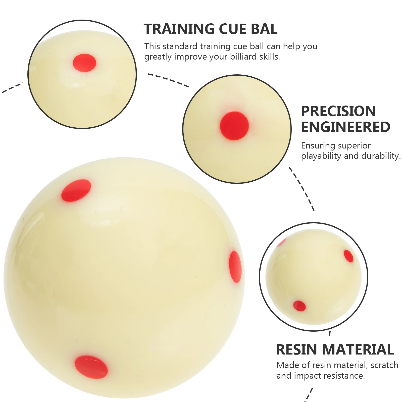Biljart witte bal met 6 stippen Grote oefentraining Pool Standaardkeu Zes rood voor het verbeteren van vaardigheden