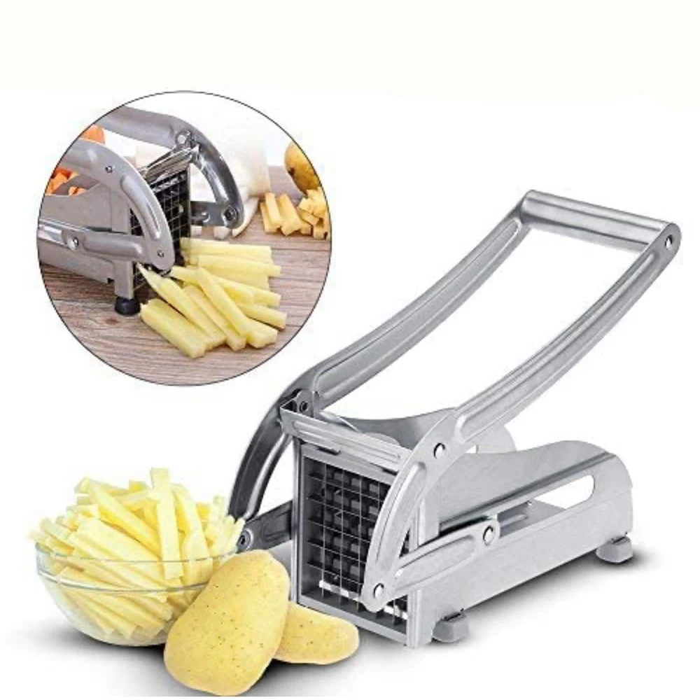 2 Blades Stainless Steel French Fry Cutter Home French Fries Potato Chips Strip Slicer Cutter Chopper Chips Machine Making Tool