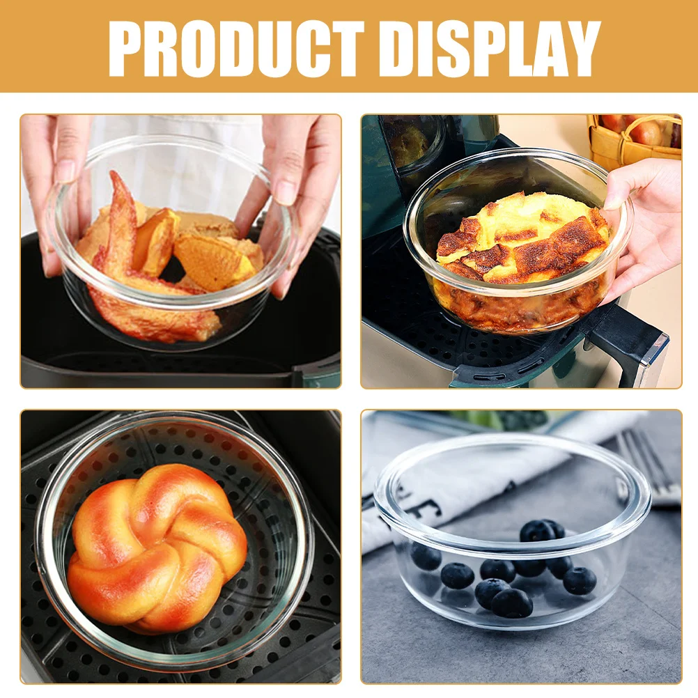 

2Pcs High Temperature Resistant Glass Serving Bowl Creative Lightweight Kitchen Salad Fruit Snack Bowl Multipurpose Food Serving