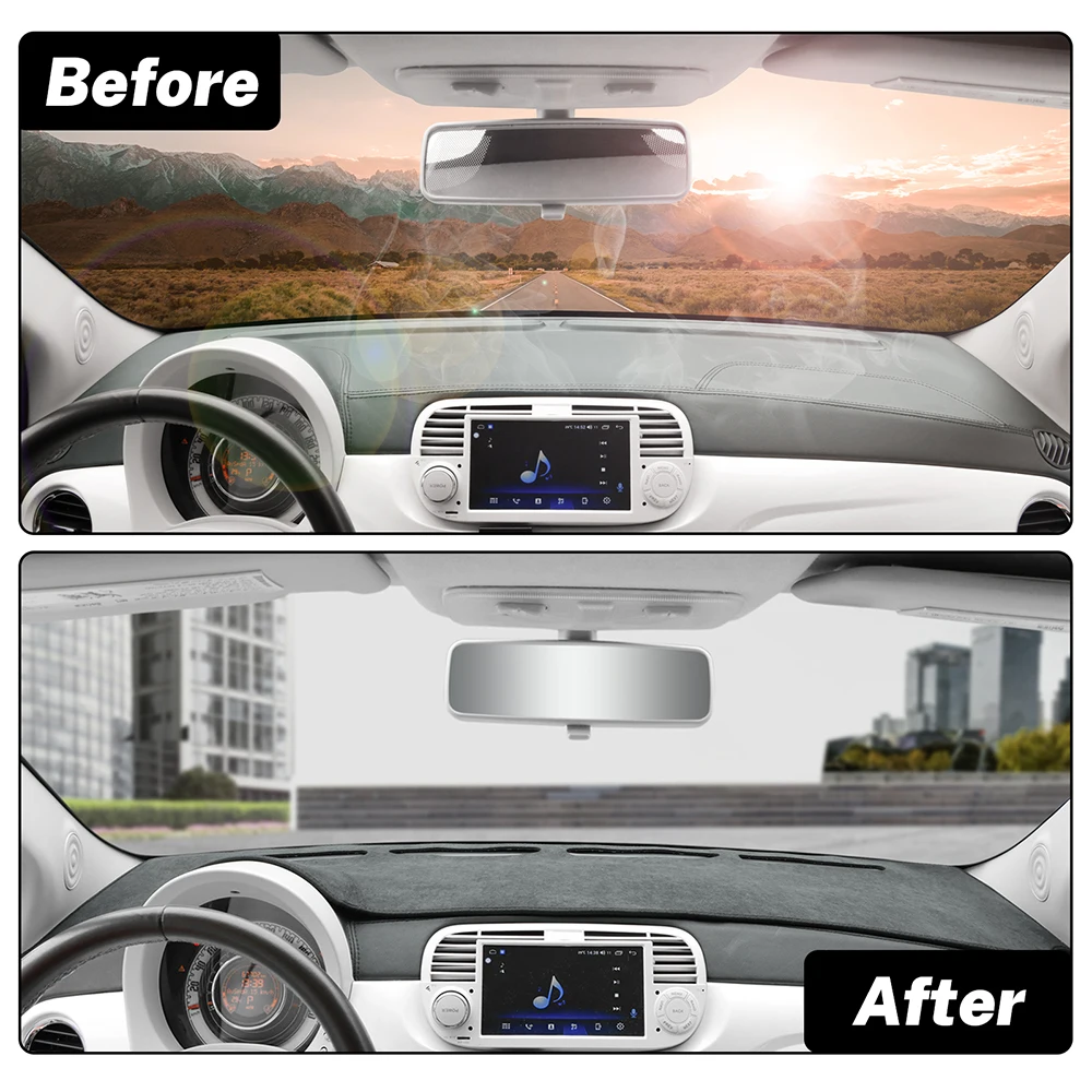 

Flannel Dashmat for Fiat 500 2008-2011 Abarth 595 2012-2017 2018 2019 2020 2021-2023 LHD RHD Car Summer Sunshade Mat Carpet Pad