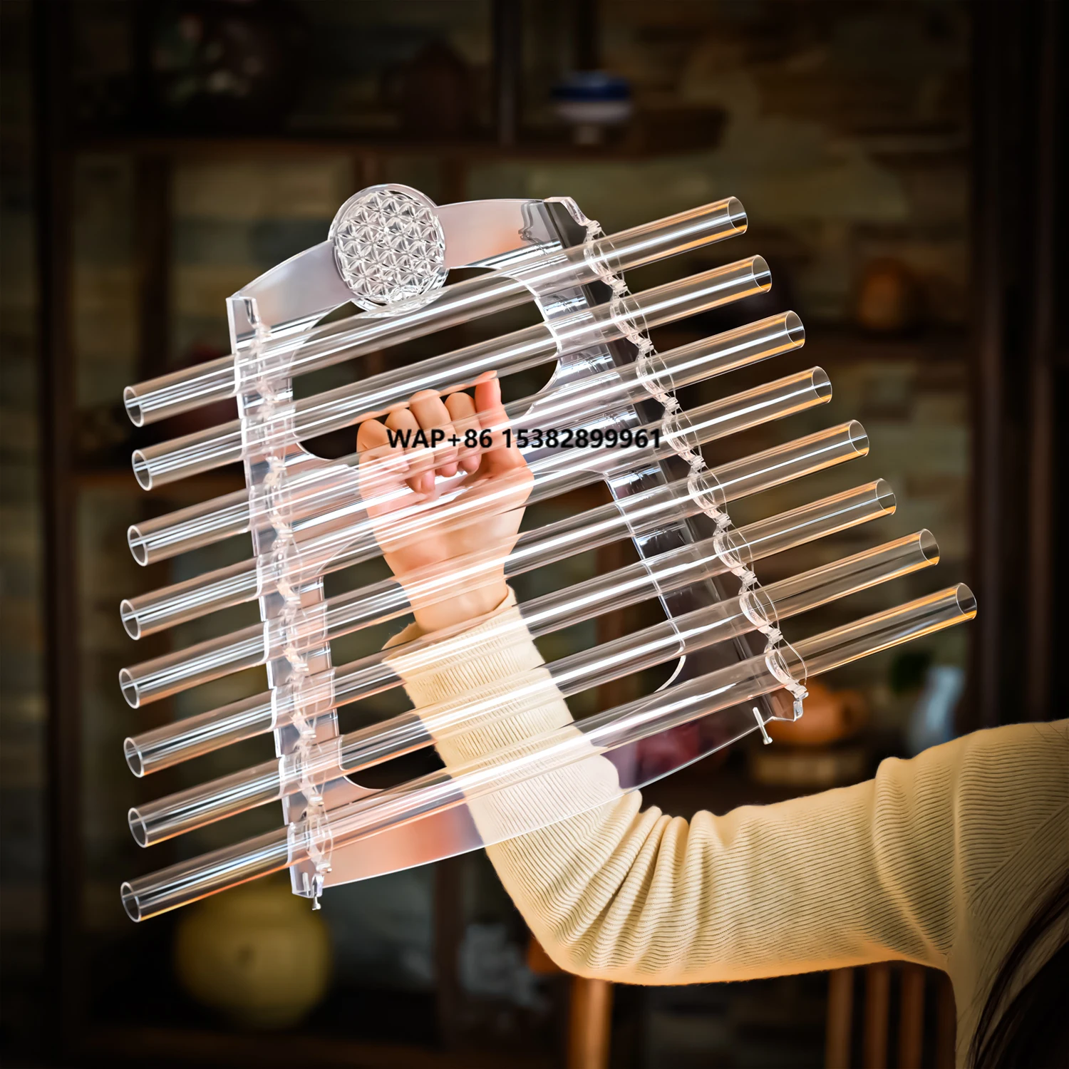 

Jinfang Factory Price Quartz Crystal Singing Harp with Stand for Sound Bath Healing and Meditation