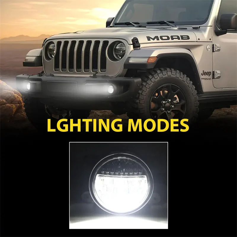 4 Inch Round LED Front Driving Fog Lights White DRL for Grand Cherokee 2011-2013 Wrangler JK TJ LJ 2007-2018 Dodge Chrysler