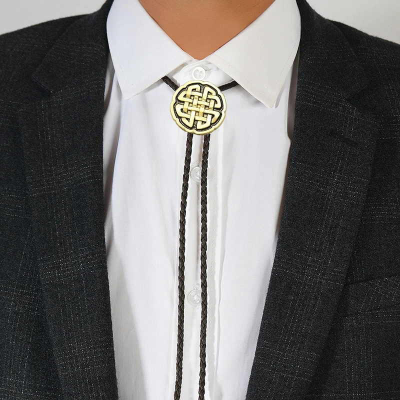 Nen Western Keltisches Muster Knoten Native Indian Totems Anhänger Leder Rodeo Bola Krawatte Gravata Männer Bolo Krawatte Schmuck Zubehör – Detail 3
