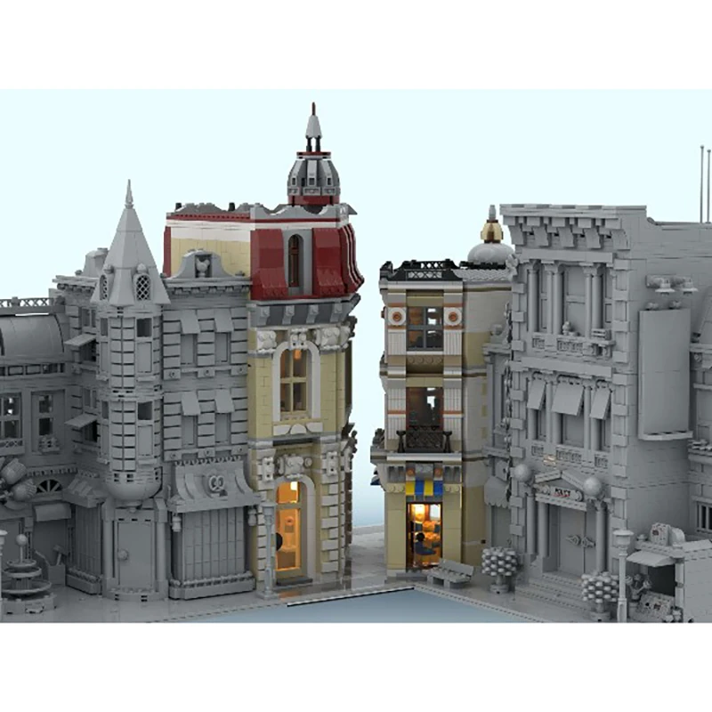 

City Street View Model Moc Building Blocks Corner Alley Model Technology Brick DIY Assembly Construction Toy Holiday Set Gifts