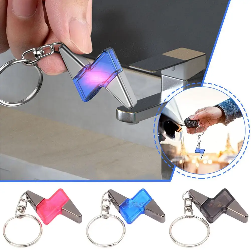 1pcs Car Static Eliminator Keychain Rocket Lightning Shaped Anti Static Keychain Decorative Pendant Electrostatic Release
