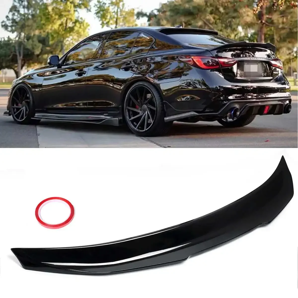 

Carbon Fiber Rear Wing Spoiler Boot Lid Trunk Lid Spoiler Wing For INFINITI Q50 2014-2020 Modification Part Car Accessories