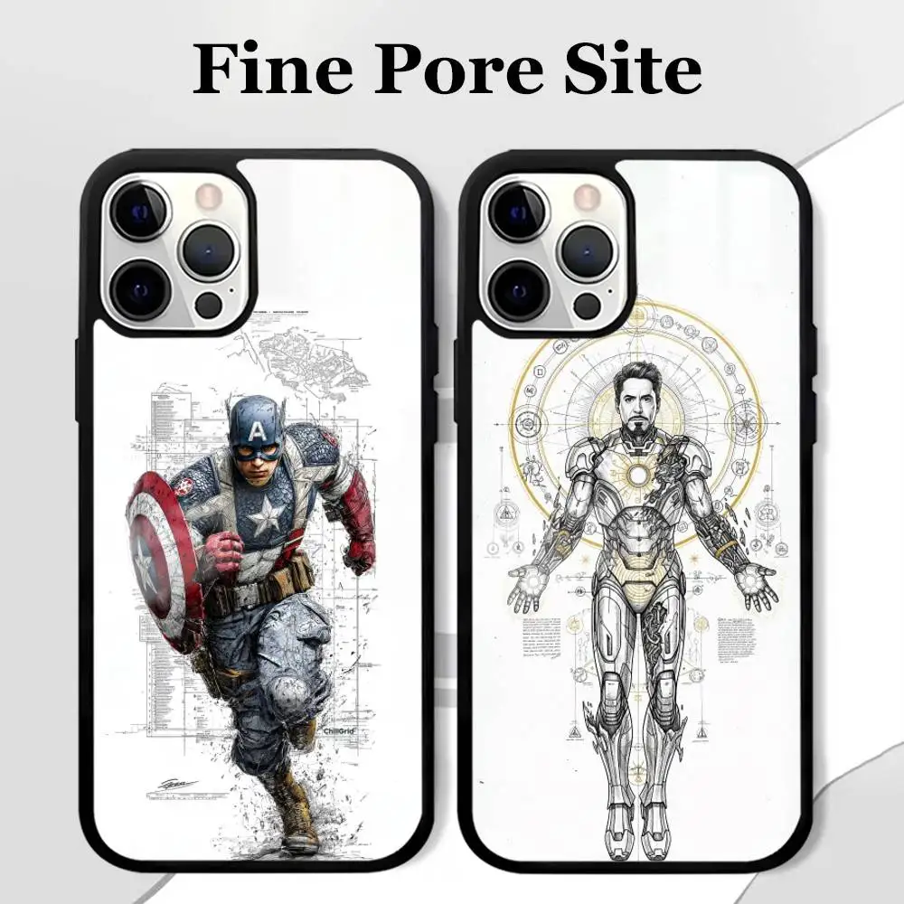 Чехол для телефона «Капитан Америка» Sketch Hero для iPhone 16, 15, 14, 13, 12, 11 Pro Max Plus Mini Plus, жесткая зеркальная поверхность, защита Funda