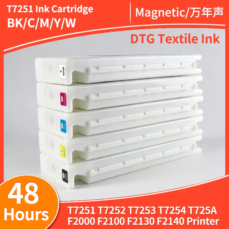 DTG Textile Ink T7251 T7252 T7253 T7254 T725A Ink Cartridge Compatible For Epson F2000 F2100 F2130 F2140 F2150 F2160 Printer