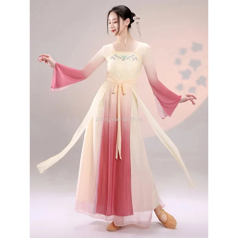 Classical Dance Costumes Women Slimming Body Practice Clothes Chinese Dance Performance Clothes Fairy Flowing Ancient Wind Saree