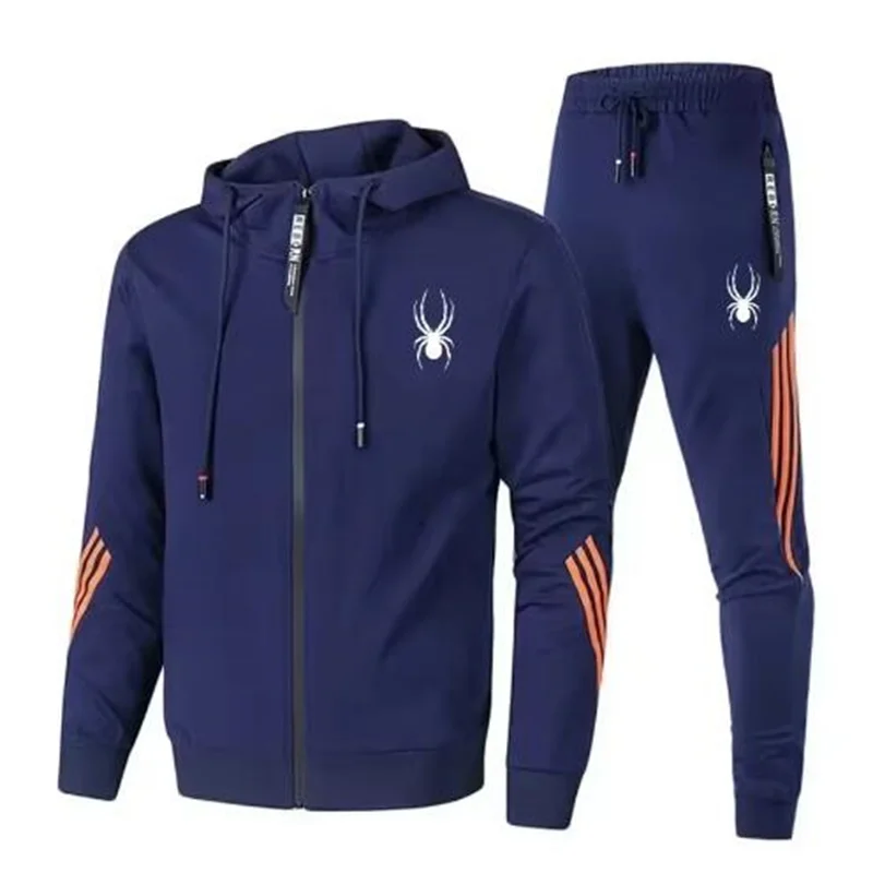 Nuovo set sportivo casual da uomo primaverile e autunnale, giacca con cerniera da uomo alla moda da jogging all'aperto + pantaloni skinny set da due pezzi