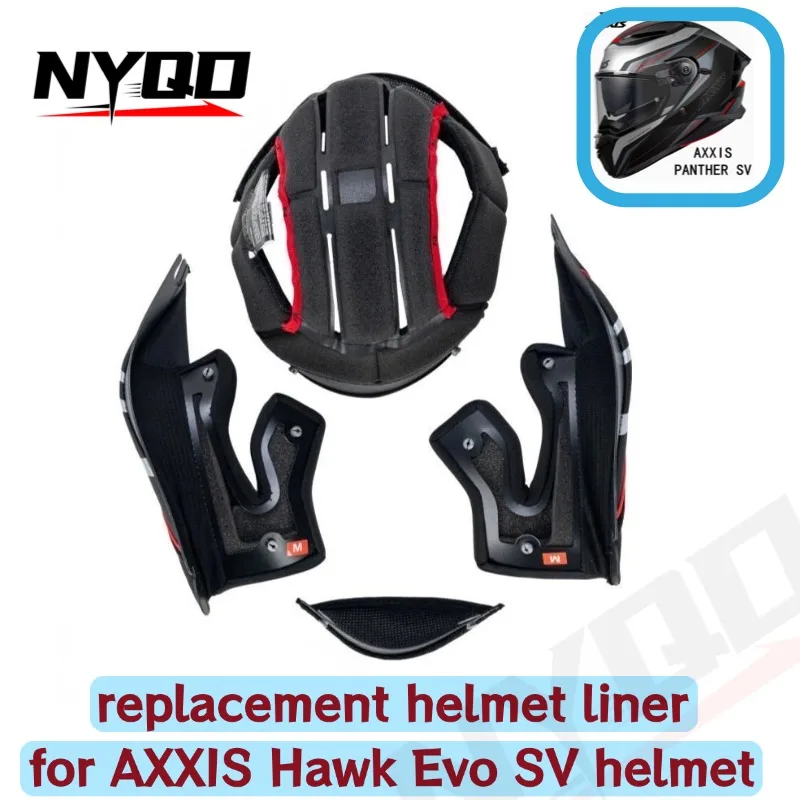 

Full Set Helmet Replacement Liner For AXXIS PANTHER SV Helmet Detachable Washable Inner Cushion Pad Kit