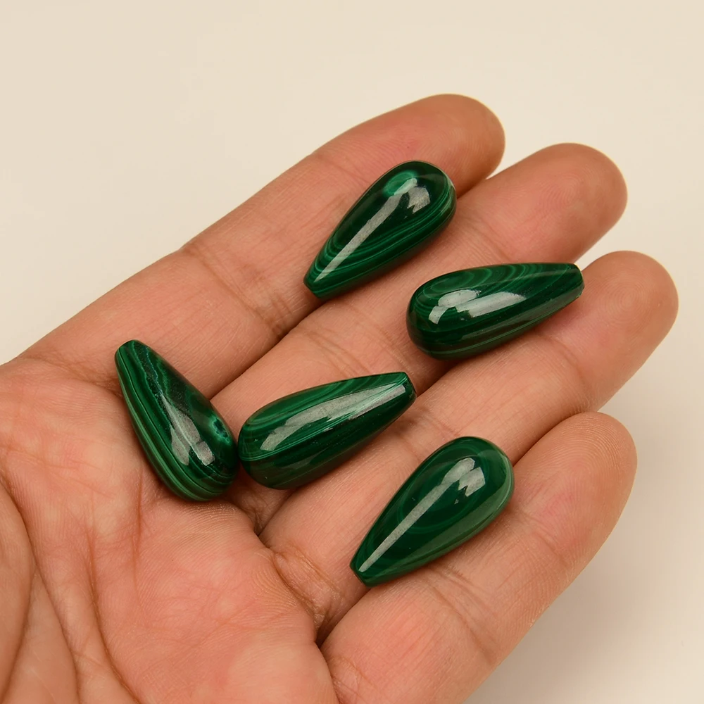 APDGG 5 Pcs Natural Green Chrysocolla Smooth Half Hole Beads Pendant Charm Jewelry Making